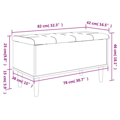 vidaXL skobænk 82x42x46 cm konstrueret træ grå sonoma-eg