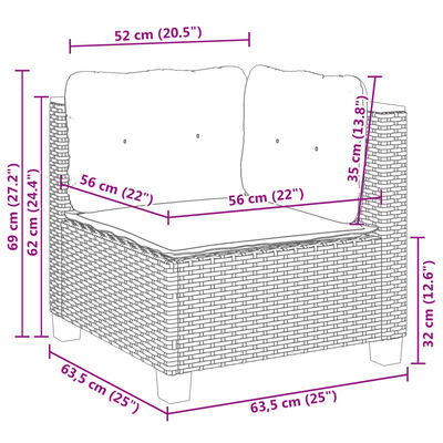 vidaXL sofasæt til haven 6 dele med hynder polyrattan grå