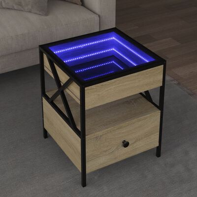 vidaXL sofabord med Infinity LED-lys 40x40x51 cm sonoma-eg