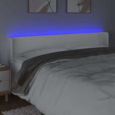 vidaXL sengegavl med LED-lys 203x16x78/88 cm kunstlæder hvid