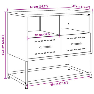 vidaXL tv-bord 68x39x60,5 cm stål lyserød