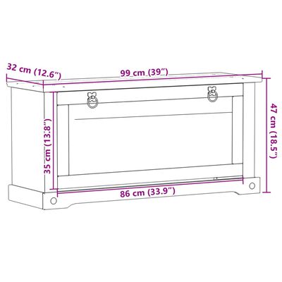 vidaXL skoskab Corona 99x32x47 cm massivt fyrretræ