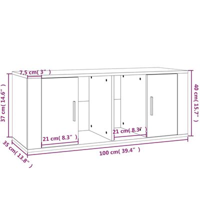 vidaXL tv-bord 100x35x40 cm konstrueret træ grå sonoma-eg