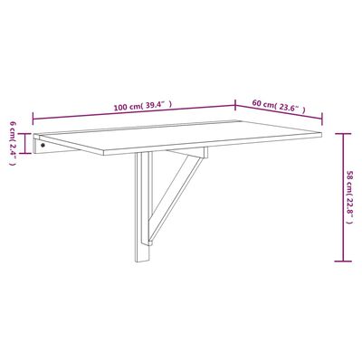 vidaXL væghængt klapbord 100x60x56 cm konstrueret træ røget egetræ