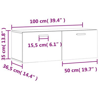 vidaXL vægskab 100x36,5x35 cm konstrueret træ hvid