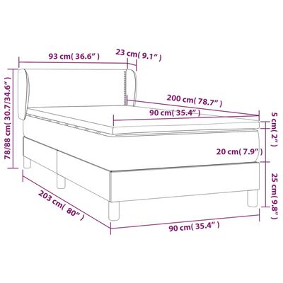 vidaXL kontinentalseng med madras 90x200 cm kunstlæder grå