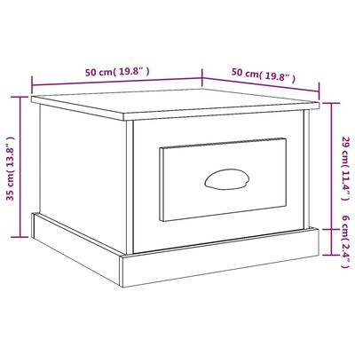 vidaXL sofabord 50x50x35 cm konstrueret træ brun egetræsfarve