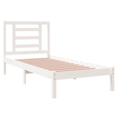 vidaXL sengeramme 75x190 cm Small Single massivt træ hvid