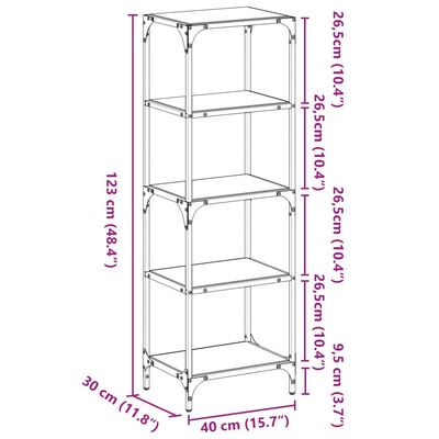 vidaXL opbevaringsreol med sort glastop 40x30x123 cm stål