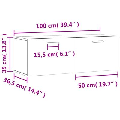 vidaXL vægskab 100x36,5x35 cm konstrueret træ røget sonoma-eg