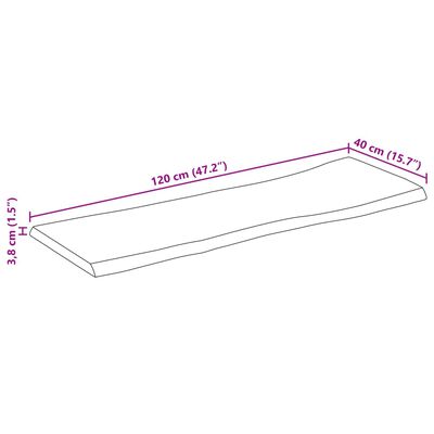 vidaXL bordplade 120x40x3,8 cm naturlig kant massivt mangotræ