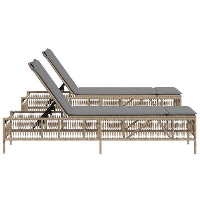 vidaXL liggestole 2 stk. med hynder polyrattan beige