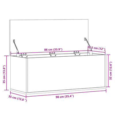 vidaXL opbevaringsboks 90x35x35 cm konstrueret træ grå sonoma-eg