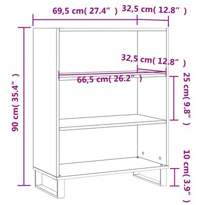 vidaXL skab 69,5x32,5x90 cm konstrueret træ hvid