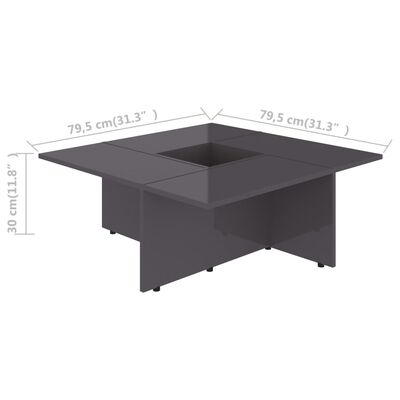 vidaXL sofabord 79,5x79,5x30 cm konstrueret træ grå højglans