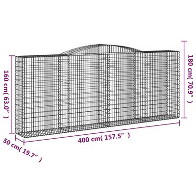 vidaXL buede gabionkurve 9 stk. 400x50x160/180 cm galvaniseret jern