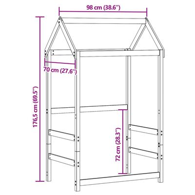 vidaXL stel til husseng 98x70x176,5 cm massivt fyrretræ hvid