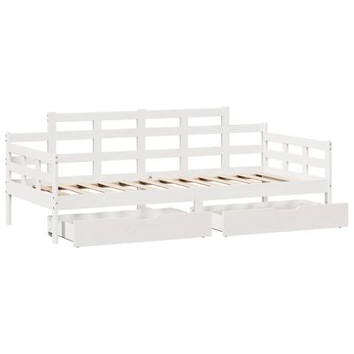 vidaXL daybed med skuffer 80x200 cm massivt fyrretræ hvid