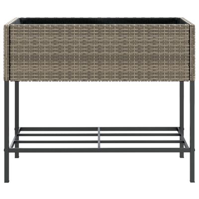 vidaXL plantekasser 2 stk. med hylde 90x40x75 cm polyrattan grå