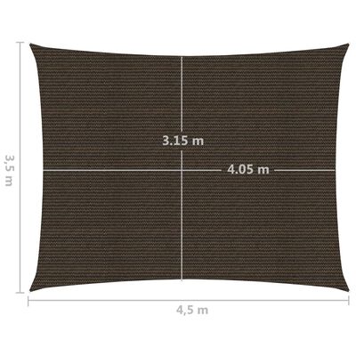 vidaXL solsejl 160 g/m² 3,5x4,5 m HDPE brun