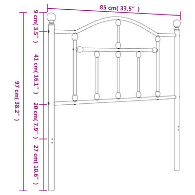 vidaXL sengegavl 80 cm metal hvid