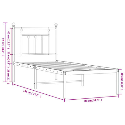 vidaXL sengeramme uden madras med hovedgærde 75x190 cm hvid