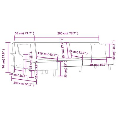 vidaXL L-formet sovesofa 279x140x70 cm stof mørkegrå