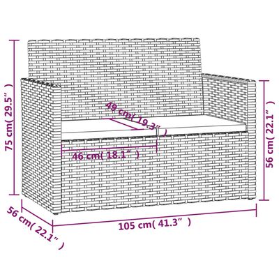 vidaXL havebænk med hynder 105 cm polyrattan sort