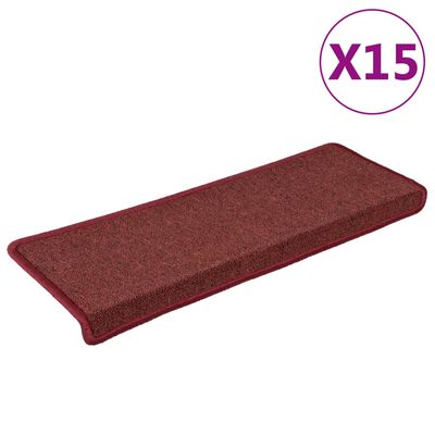 vidaXL 15 stk. trappemåtter 65x21x4 cm mat rød