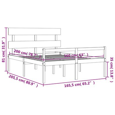 vidaXL seniorseng med sengegavl 160x200 cm massivt træ