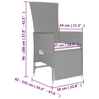 vidaXL spisebordssæt til haven 3 dele med hynder polyrattan beige