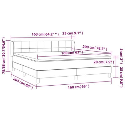vidaXL kontinentalseng med madras 160x200 cm fløjl lyserød