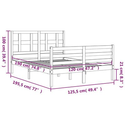 vidaXL sengeramme med sengegavl Small Double massivt træ