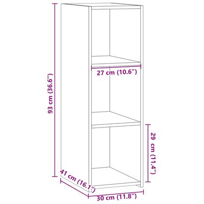 vidaXL reol 30x41x93 cm konstrueret træ betongrå