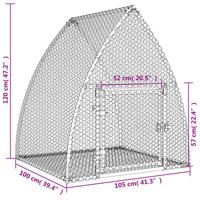 vidaXL kaninbur 100x105x120 cm galvaniseret stål sølvfarvet