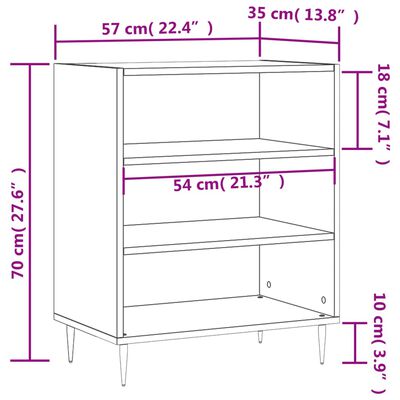 vidaXL skænk 57x35x70 cm konstrueret træ betongrå