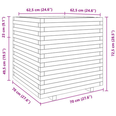 vidaXL plantekasse 70x70x72,5 cm imprægneret fyrretræ