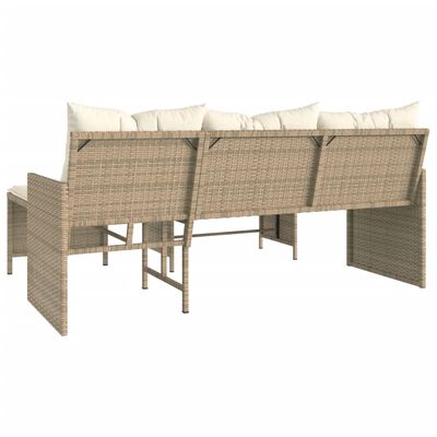 vidaXL havesofa med bord og hynder L-formet polyrattan beige