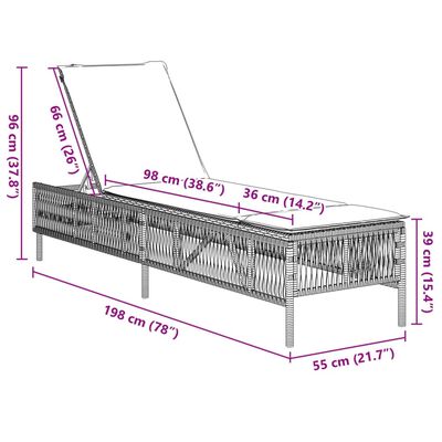 vidaXL liggestole 2 stk. med hynder polyrattan lysegrå