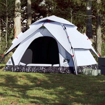 vidaXL 5-personers campingtelt kuppel quick-release mørklægning hvid