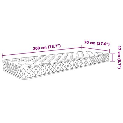 vidaXL madras 70x200x17 cm memoryskum hvid