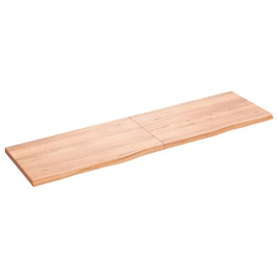 vidaXL bordplade til badeværelse 180x50x(2-4) cm massivt træ lysebrun