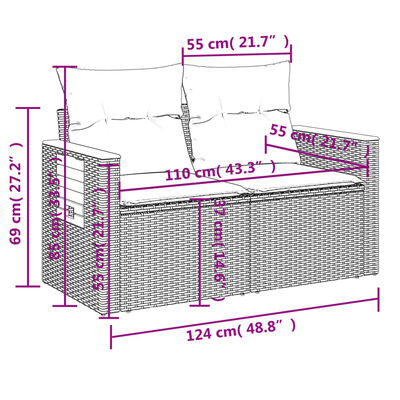 vidaXL sofasæt til haven 11 dele med hynder polyrattan beige