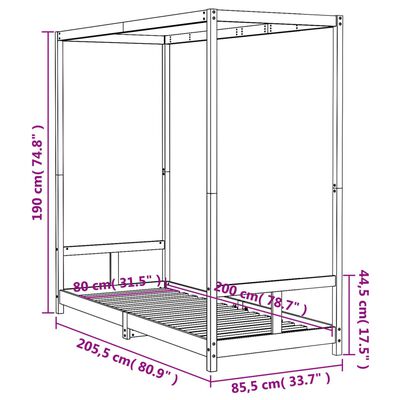 vidaXL sengeramme til juniorseng 80x200 cm massivt fyrretræ hvid