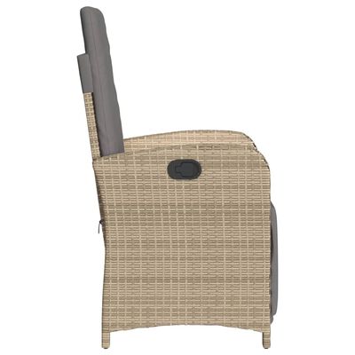 vidaXL havestole 2 stk. lænefunktion og fodstøtte polyrattan beige