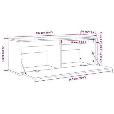 vidaXL vægskab 100x30x35 cm massivt fyrretræ hvid