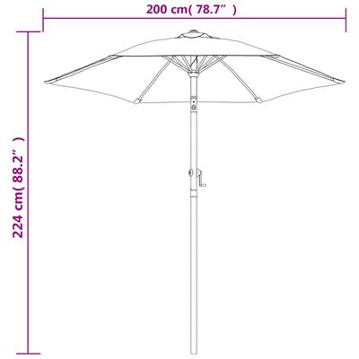 vidaXL parasol 200x224 cm aluminium antrcitgrå