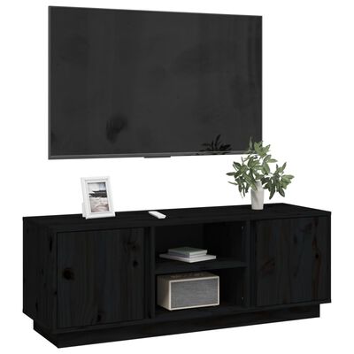 vidaXL tv-bord 110x35x40,5 cm massivt fyrretræ sort