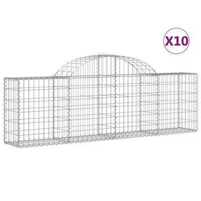 vidaXL buede gabionkurve 10 stk. 200x30x60/80 cm galvaniseret jern