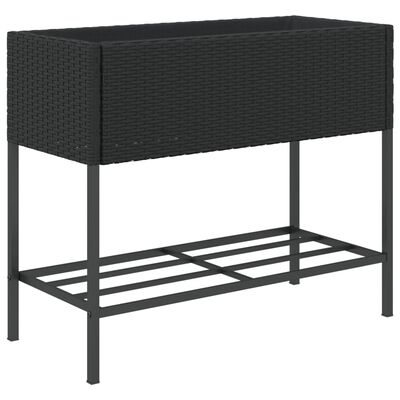 vidaXL plantekasser 2 stk. med hylde 90x40x75 cm polyrattan sort